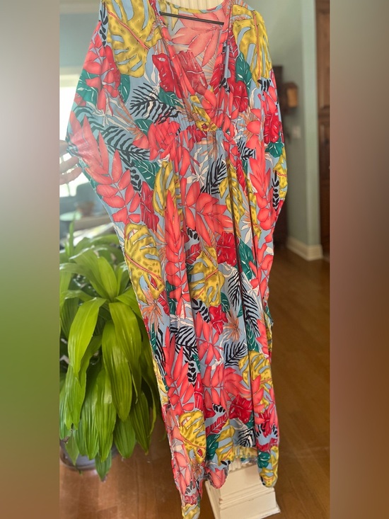 unbranded Dresses & Skirts - Tropical Maxi Dress Dolman Sleeve Kaftan Boho Resort Cover Up Dress Vacation